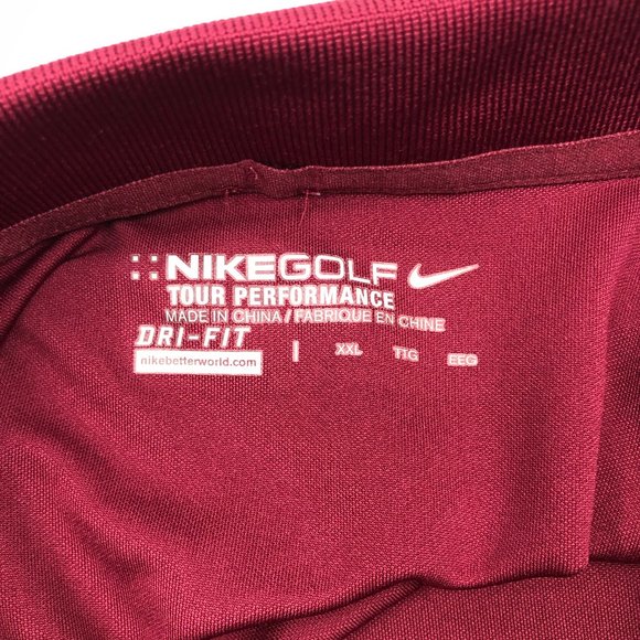 Nike Golf Polo Shirt Mens XXL Maroon Dri Fit Logo Short Sleeve Tour Performance - Picture 5 of 6